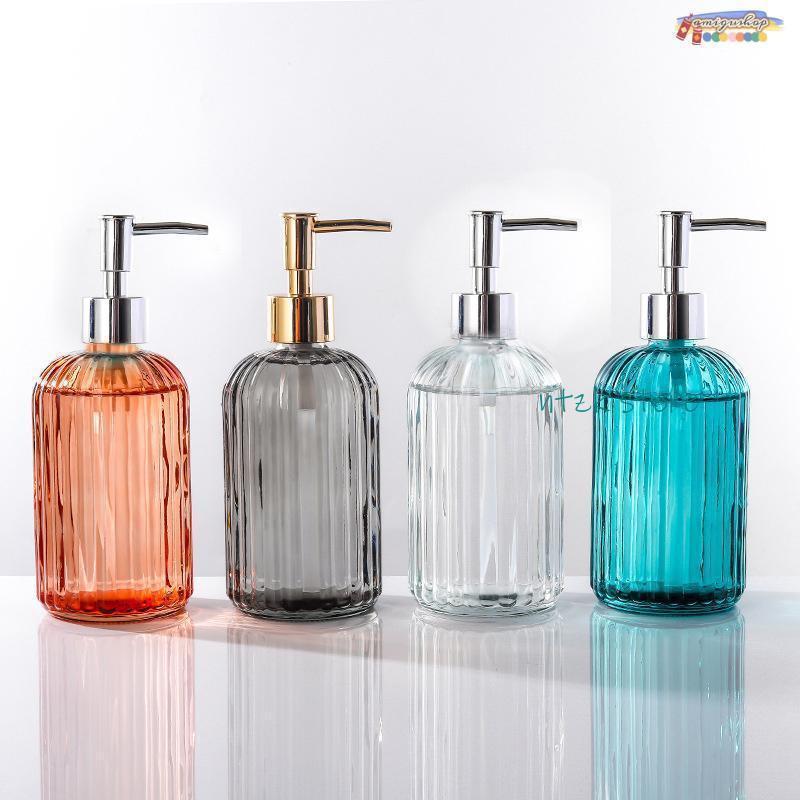 330ml 400ml 詰め替えボトル 3本セット ガラス シャンプーボトル おしゃれ ソープディスペンサー 透明 漏れ防止 お風呂 浴室収納 容器