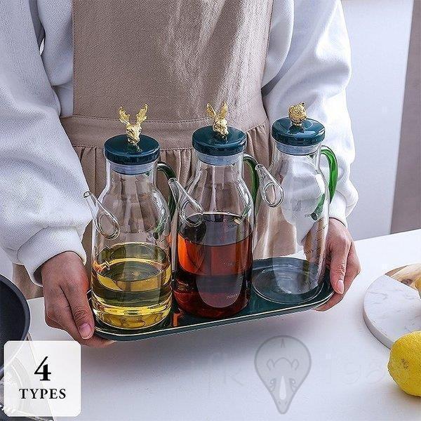 調味料入れ キッチン整理用品 キッチン ピッチャー 目盛り付き 貝 パール うさぎ トナカイ くま オイル入れ 引越し祝い 結婚祝い プレゼント ギフト