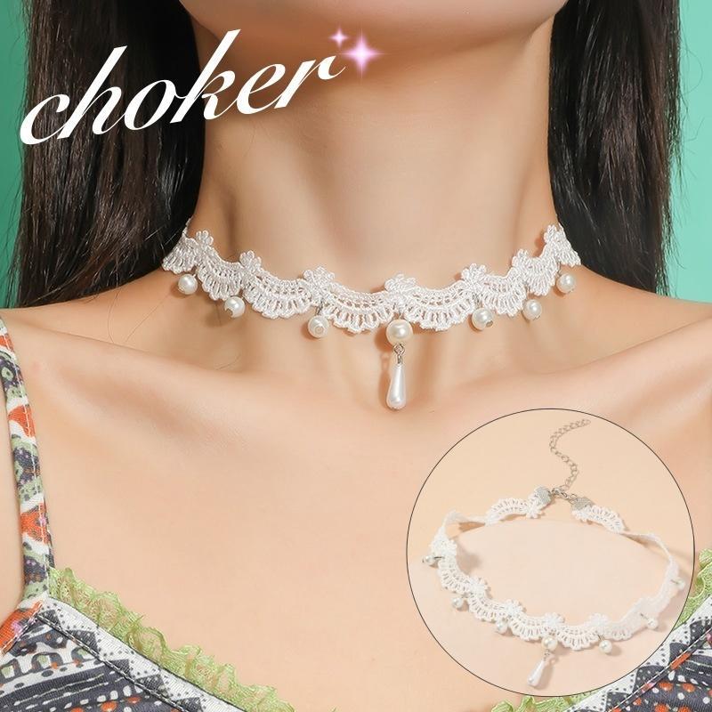 チョーカー ネックレス レディース 女性 アクセサリー パール調 フェイクパール ホワイト 白 華やか おしゃれ かわいい 首飾り ファッション小物