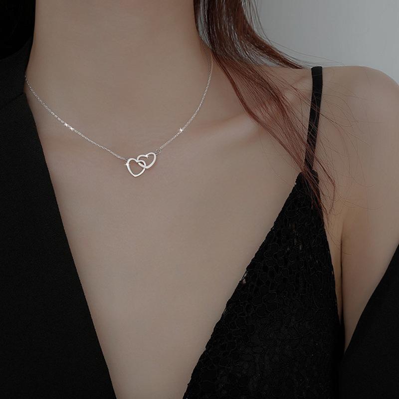 ネックレス ペンダント レディース アクセサリー チェーン チャーム ダブルハート ...