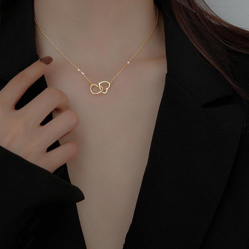 ネックレス ペンダント レディース アクセサリー チェーン チャーム ダブルハート ...