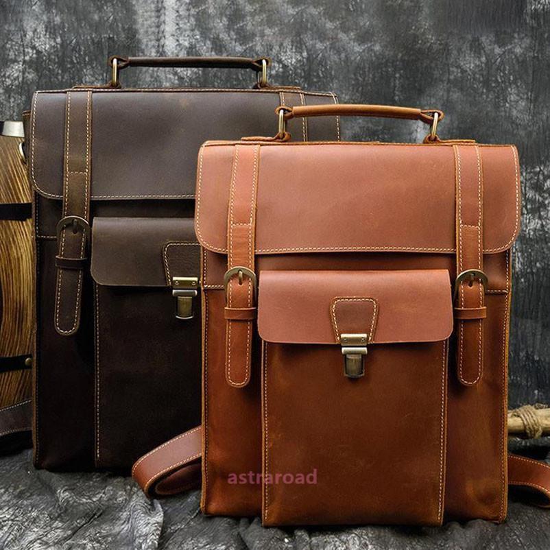Men'S Bag - 本革 ビジネスリュック 牛革 デイバッグ メンズバッグ ビジネスバッグ おしゃれ 職人手作り大容量 旅行 通勤 出張 ブラック