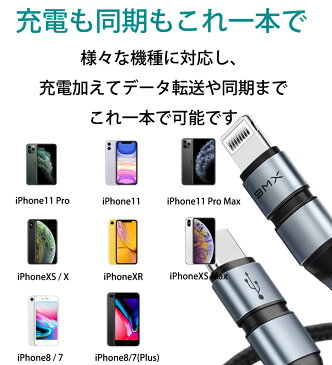 USB-C & ライトニング ケーブル【Apple MFi認証取得/Power Delivery対応/高耐久ナイロン素材採用】 iPhone SE2020 / 11 / 11 Pro / 11 Pro Max/XR / 8