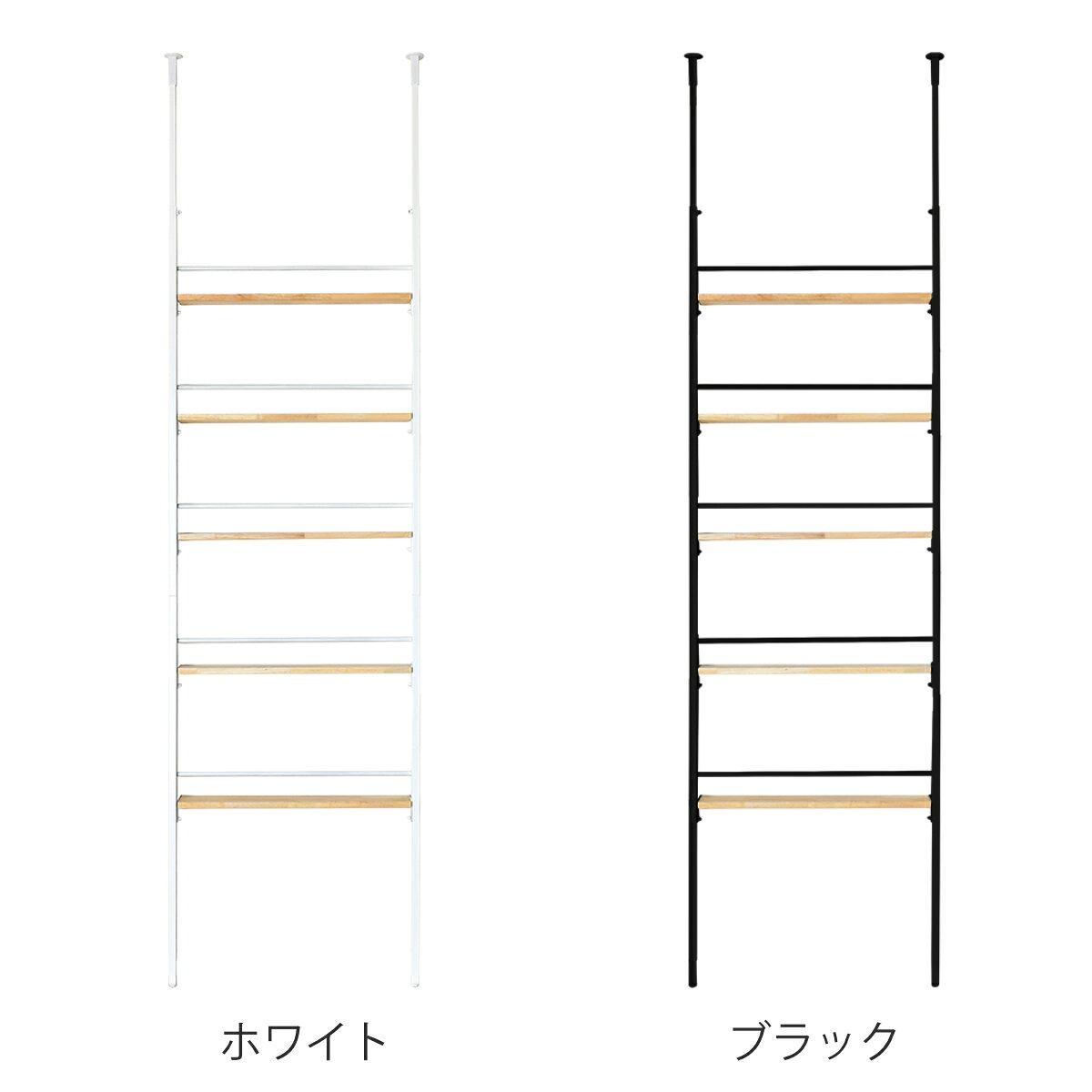 お弁当グッズのカラフルボックスの突っ張りラック 幅70cm オープンラック 5段 ウォールラック スリム 壁面収納 （ ラック 壁面 収納 奥行12.5cm 突っ張りオープンラック 小物収納 すき間 壁面ラック 収納ラック つっぱり 可動棚 ディスプレイ 省スペース ）【3980円以上送料無料】｜アングル3