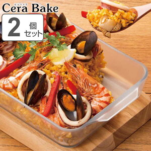 セラベイク　耐熱ガラス　レクタングルロースター　M　2個セット （ 送料無料 Cera Bake セラミック加工 オーブン ガラス容器 耐熱皿 耐熱容器 オーブン レンジ セラミックコーティング ） 【3980円以上送料無料】