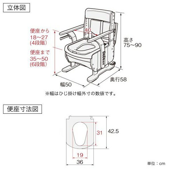 ポータブルトイレ ソフト便座 家具調セレクトR ノーマル ひじ掛けタイプ 介護用 日本製 （ 送料無料 トイレ 介護 ポータブル キャスター 洋式 樹脂製 洋式トイレ 便座 腰掛便座 介護用品 ） 【3980円以上送料無料】 2