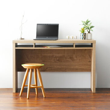 デスク コンソールデスク シンプルデザイン シェルボワ 幅115cm ( 送料無料 ワークデスク 机 PCデスク パソコンデスク 書斎 学習机 オープン棚 収納付き 背面化粧 間仕切り シンプル ナチュラル 木目 木製 リビング ダイニング )【3980円以上送料無料】