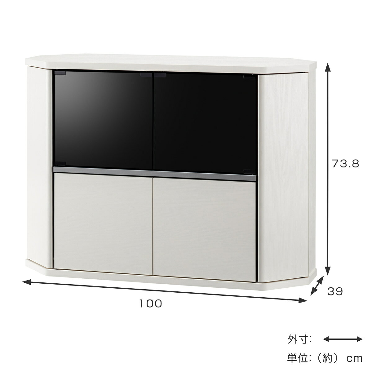 テレビ台 コーナー型 ハイタイプ 木目調 スモークガラス 幅100cm ( 送料無料 テレビボード TV台 TVボード テレビラック TVラック AVラック リビングボード 収納 扉 キャスター付き コーナースペース ) 【3980円以上送料無料】 [3]