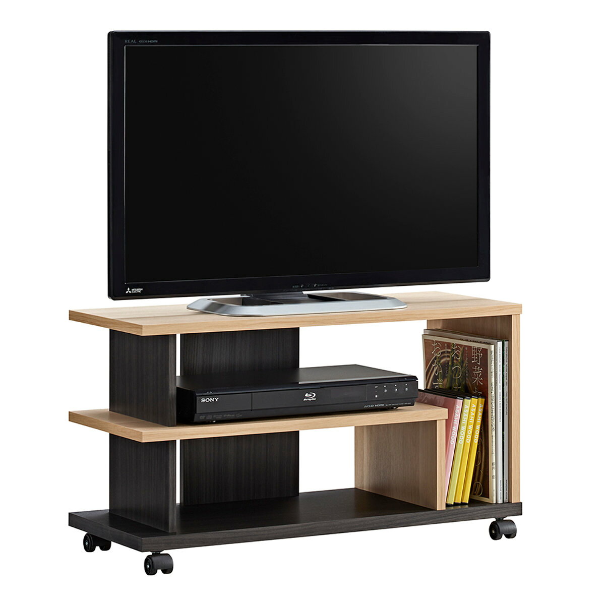 テレビ台 ローボード オープンスタイル 32V型対応 幅74cm ( 送料無料 テレビボード TV台 TVボード テレビラック テレビ AVボード 収納 リビング収納 TVラック 収納付き シンプル キャスター付 おしゃれ ) 【3980円以上送料無料】 [3]