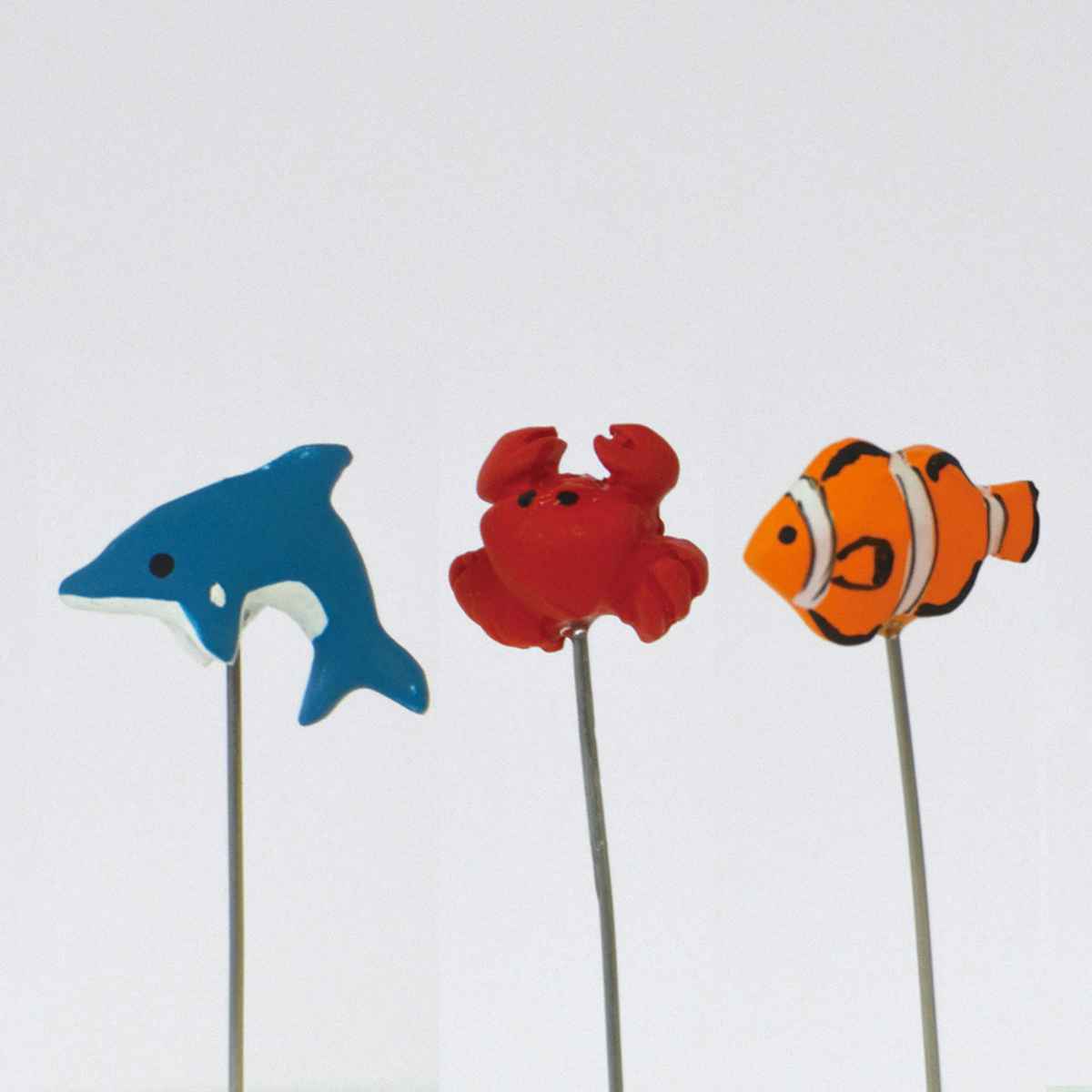 ガーデンピック ミニピック イルカ カニ クマノミ 3種セット ( ピック ガーデニング雑貨 園芸 ガーデニング用品 アニマル 動物 フラワーピック レジン イ...