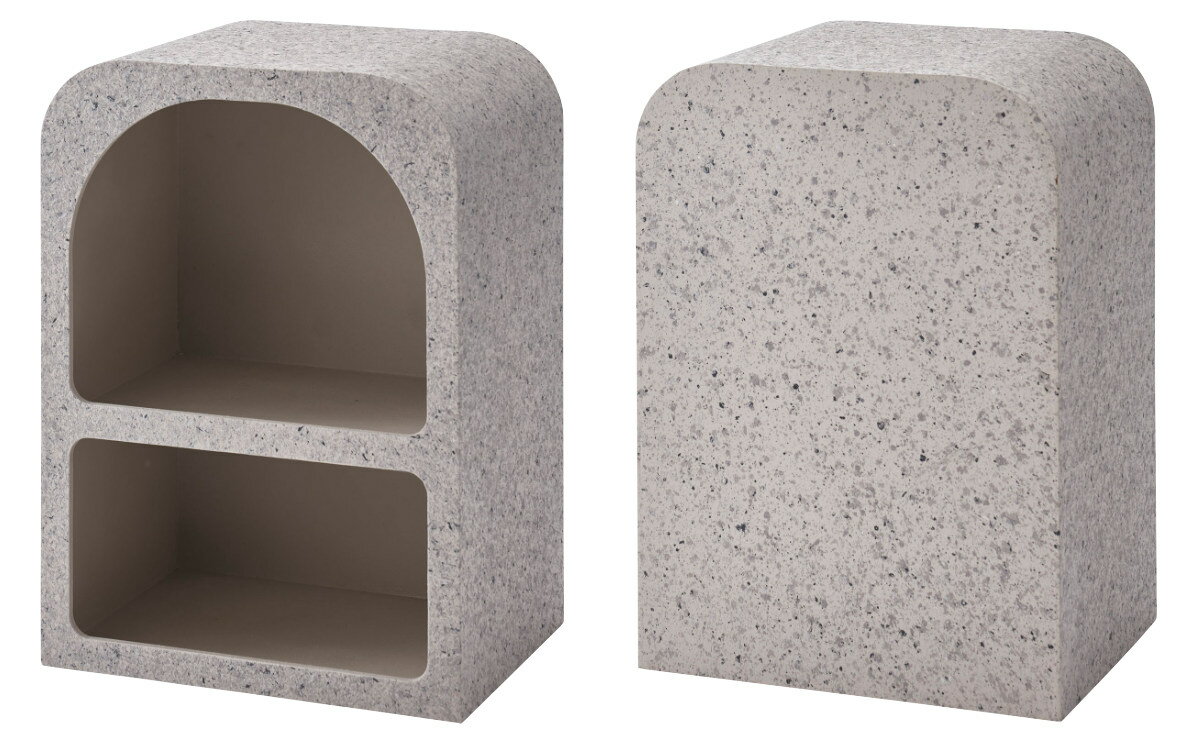 ミニシェルフ 幅40cm マントルピース テラゾー柄 大理石調 （ シェルフ 棚 ディスプレイ 飾り棚 韓国風 完成品 ラック 収納 花台 ライトグレー ホワイト 石目調 小さめ ）【3980円以上送料無料】 3