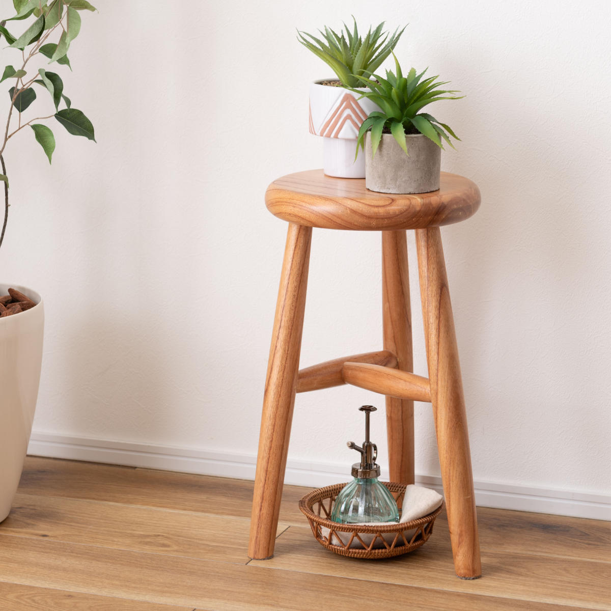 スツール 木製 高さ46cm ウッドスツール （ 丸 円形 ラウンド 軽量 コンパクト サイドテーブル 完成品 北欧 ナチュラル シンプル 天然木 ）【3980円以上送料無料】