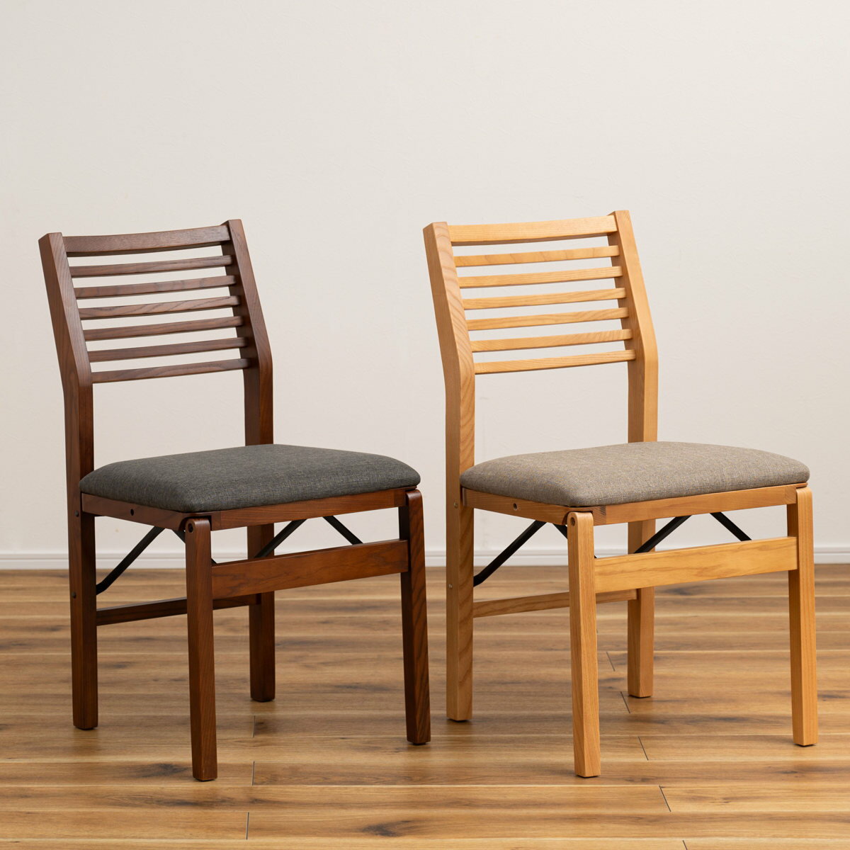 ダイニングチェア 折りたたみ式 座面高45cm 天然木 ( 木製 座面 ファブリック 布 肘なし サブチェア 完成品 ナチュラル シンプル 北欧 モダン 食卓 ...