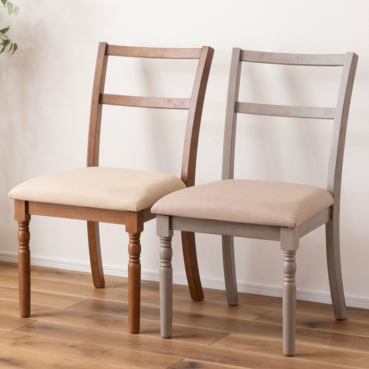 ダイニングチェア 座面高45cm クラシック風 （ アンティーク調 ヴィンテージ調 天然木 木製 姫系 装飾 座面 ファブリック 布 背もたれ 肘なし ）【3980円以上送料無料】