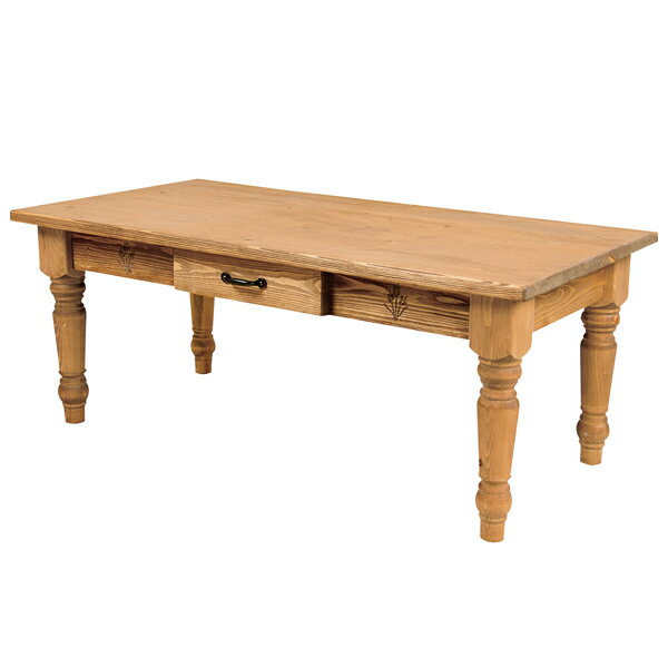 センターテーブル ローテーブル 天然木 オイル仕上 引出し付 フォレ 幅100cm （ テーブル 机 リビングテーブル 木製 引出付 引き出し付き 木目 ナチュラル カントリー調 重厚感 天然木製 コーヒーテーブル ）【3980円以上送料無料】