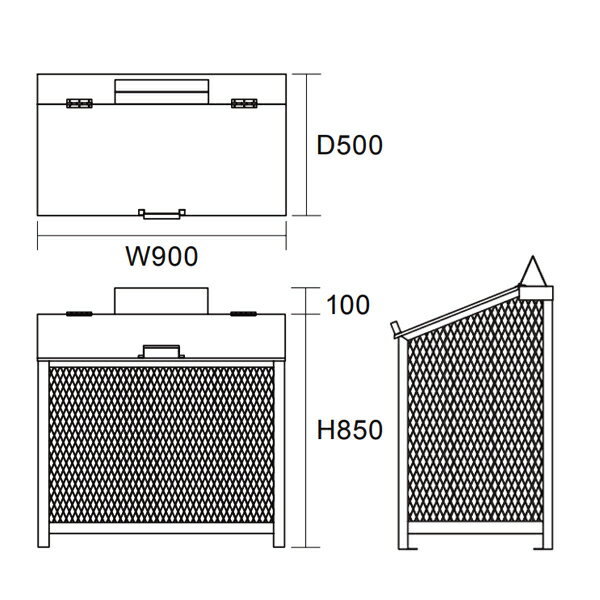 【法人限定】 ゴミ箱 ダストステーション エキスパンドメタルタイプ 334L B-90 ステンレス （ 送料無料 業務用 ごみ箱 屋外 ダストボックス ダストBOX 屋外用 ごみ ゴミ オールステンレス ） 【3980円以上送料無料】 2