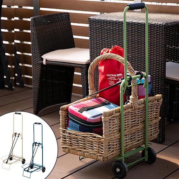 折り畳みカラーカート キャリーカート ゴムバンド付き ( 折りたたみ キャリー アウトドア 荷物運び カート 台車 バーベキュー 釣り ゴミ出し コンパクト レジャー )【3980円以上送料無料】