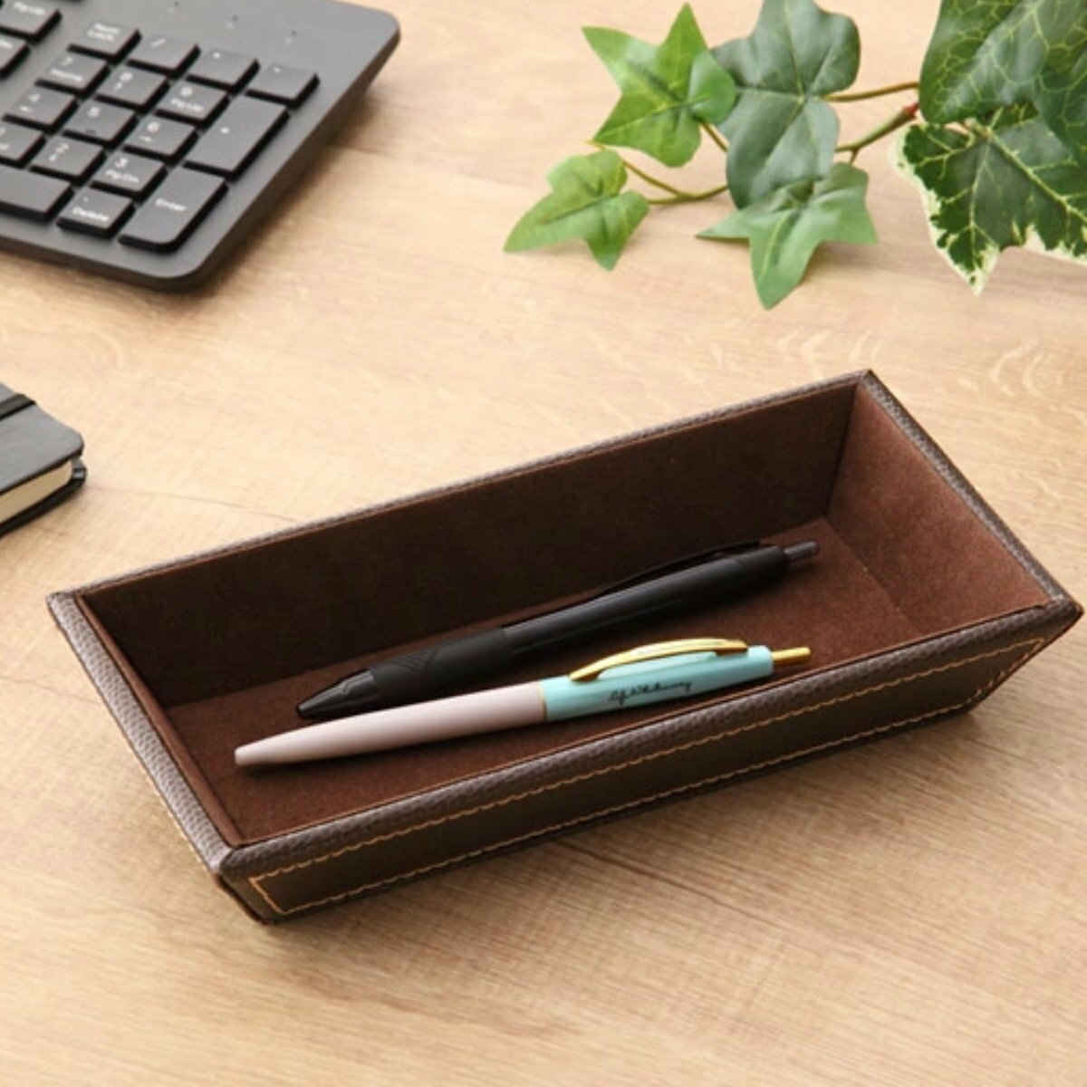 小物トレー 長方形 トレー レザー風 キャッシュトレー 幅21.5×奥行10.5×高さ4cm ( 小物入れ トレイ アクセサリートレイ ペン めがね メガネ置き...