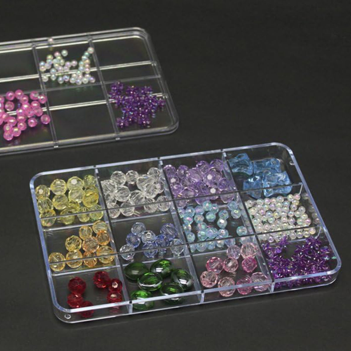 ビーズパレット パーツケース フタ付き 12マス 幅14.9×奥行23.1×高さ2.7cm （ 収納 ケース ビーズケース クリア 透明 12分割 プラスチック 小物収納 小物入れ 小物ケース 小物 アクセサリー パーツ 仕分け 小分け 日本製 ）【3980円以上送料無料】