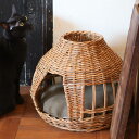 ベッド 猫 キャットハウス ドーム ラタン ( ペットハウス 猫ハウス ペットベッド ドーム型 ハウス 籐 クッション付き おしゃれ ねこハウス 猫用 ペット用...