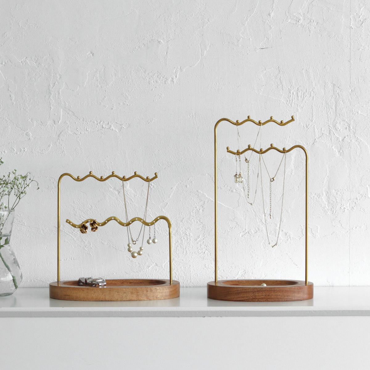 アルテン アクセサリースタンド ロー ハイ 天然木 アイアン ( アクセサリー 収納 木製 ジュエリースタンド おしゃれ ゴールド トレー ネックレス ピアス ...