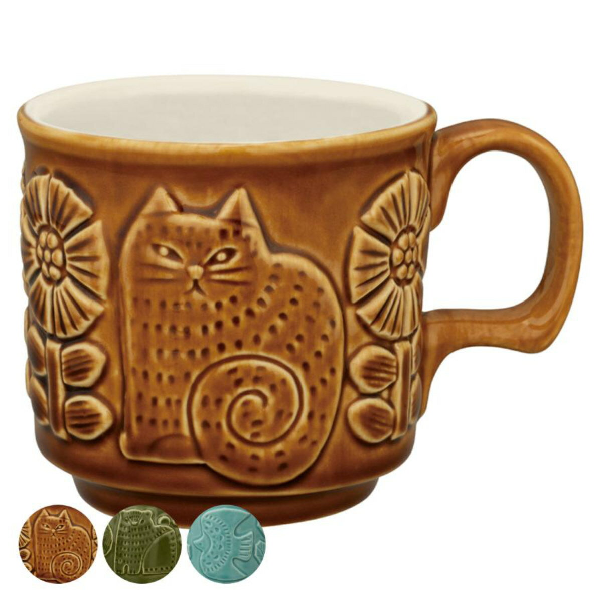 マグカップ 230ml FIKA レリーフマグ ネコ 陶器 （ 食洗機対応 電子レンジ対応 マグ コップ カップ アニマル 動物 ねこ クマ くま 鳥 コーヒーカップ ティーカップ コーヒー 紅茶 お茶 ティータイム 取っ手付き ） 【3980円以上送料無料】