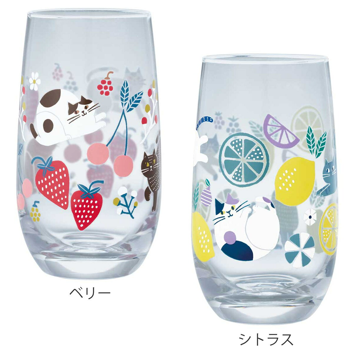 グラス fikalyckaグラス L （ 310ml コップ タンブラー 食器 ガラス 北欧風 北欧 ねこ ネコ 猫 花 フラワー ）【3980円以上送料無料】 colorfulbox-10201723 お弁当グッズのカラフルボックス サンプル画像2