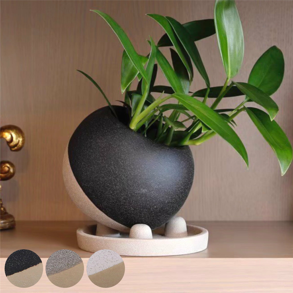 植木鉢 レヒーポット Cタイプ 受け皿付き （ フラワーポット プラントポット プランターポット 鉢 鉢植え 陶器 インテリア 植え替え おしゃれ 観葉植物 多肉植物 サボテン 園芸 受け皿 水抜き穴 ）【3980円以上送料無料】