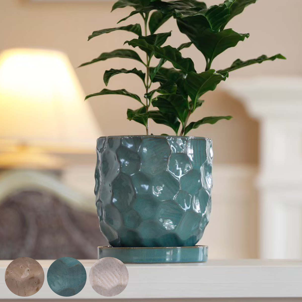 植木鉢 ジェロポット S 受け皿付き （ フラワーポット プラントポット プランターポット 鉢 鉢植え 陶器 陶器製 インテリア 植え替え おしゃれ 観葉植物 多肉植物 サボテン 園芸 受け皿 水抜き穴 ナチュラル ）【3980円以上送料無料】