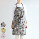 エプロン atelier Nuuit 綿麻プリントショートエプロン ( キッチンエプロン 胸当てエプロン アトリエヌイ 綿100% おしゃれ ポケット付き 首掛...