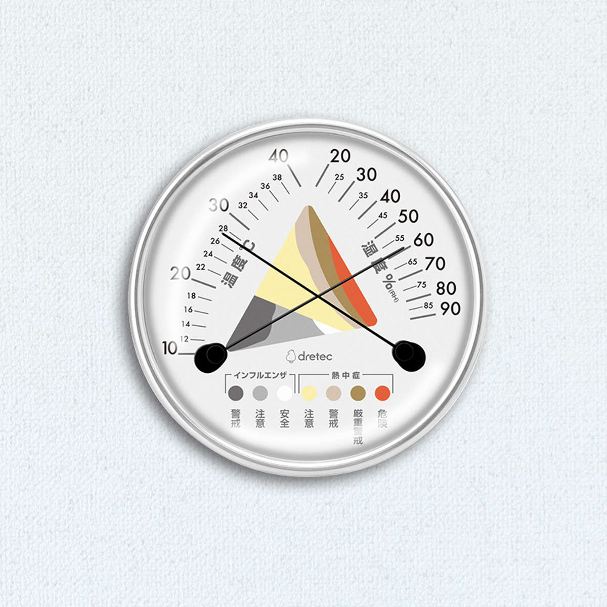 温湿度計 アナログ温湿度計 熱中症対策 インフルエンザ予防 ドリテック ( dretec 温度計 湿度計 アナログ 壁掛け 置き掛け兼用 暑さ指数 温度 湿度 ...