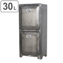 ゴミ箱 30L 15L×2 トラッシュカン ダブルデッカー ロー ( ごみ箱 30リットル 2分別 ふた付き 分別 幅40 奥行29 高さ89 ヴィンテージ お...