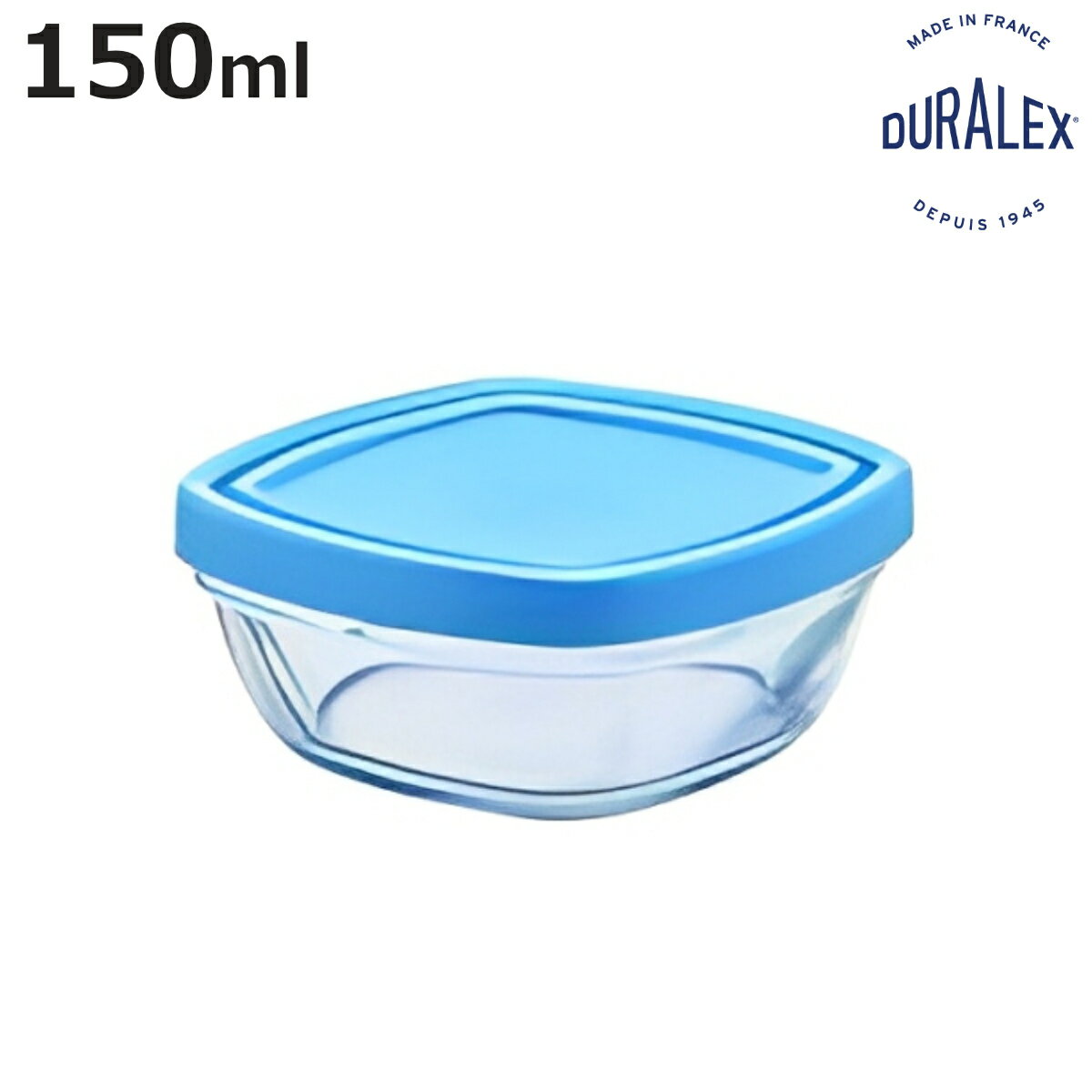 Storage Bins - DURALEX デュラレックス カレボウル 150ml 蓋付き （ 保存容器 電子レンジ対応 食洗機対応 ガラス 強化ガラス スタッキング 角型 食品保存 ガラス製保存容器 作り置き ストッカー 中身が見える クリア ）【3980円以上送料無料】