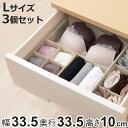 収納ボックス 3個セット 仕切りが動く収納ボックス L 幅33.5×奥行33.5×高さ10cm ( 収納 引き出し 仕切りケース 収納ケース インナーケース 仕切りボックス 仕切り 引出し チェスト 整理 衣類収納 靴下 ハンカチ 整頓ボックス )【3980円以上送料無料】