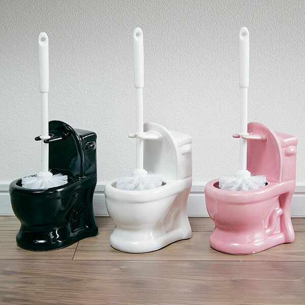 トイレブラシ toilet トイレット 陶器 ユニークトイレブラシセット トイレ掃除 （ トイレ用品 トイレクリーナー トイレ用ブラシ トイレ ブラシ ケース付き 清掃 トイレタリー 掃除 クリーナー 用具 掃除道具 ユーモア ） 