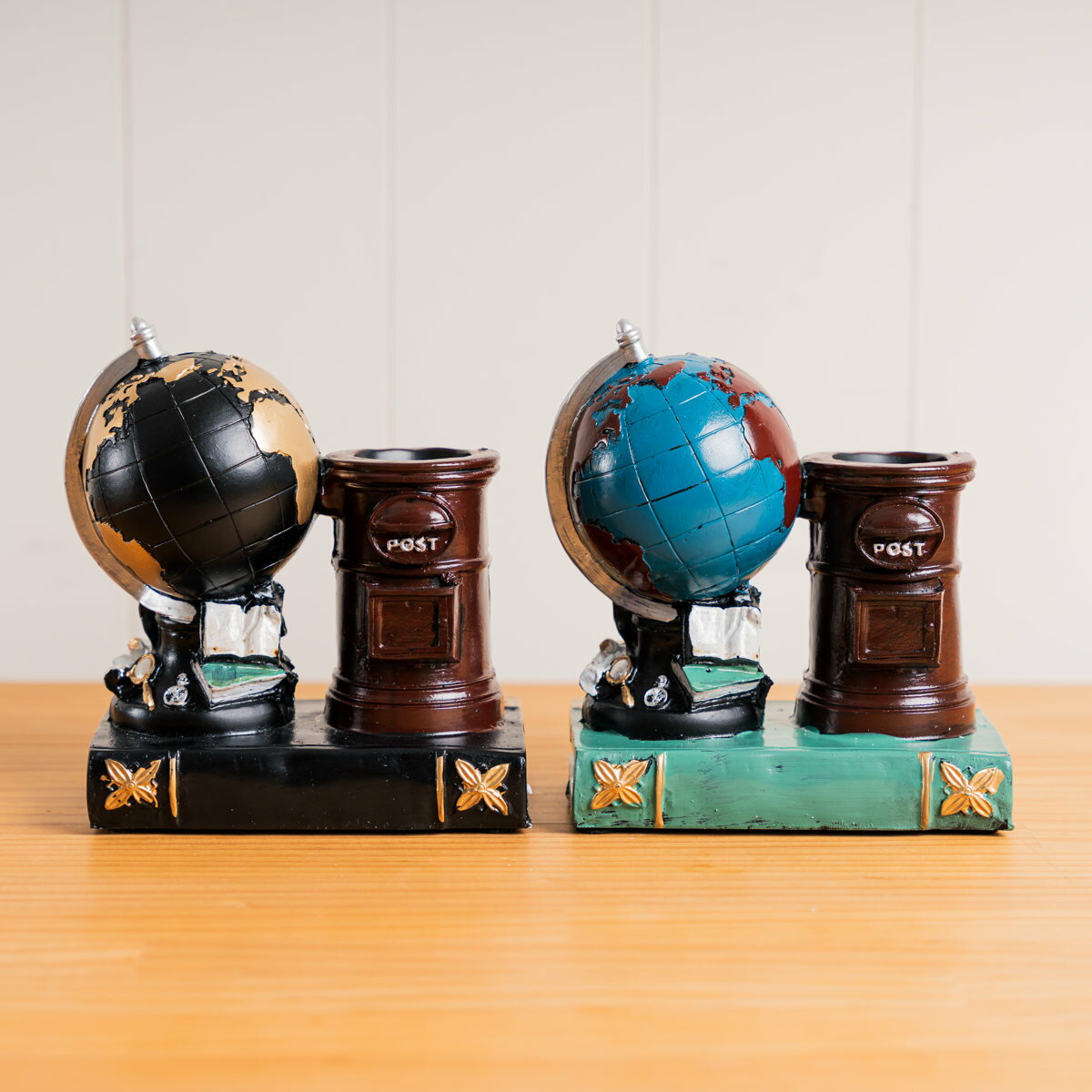 ペン立て アンティーク ペンスタンド 地球儀 ( ペンホルダー 文具 デスク収納 文房具 雑貨 デスク 机 オフィス レトロ インテリア ディスプレイ 置物 オ...