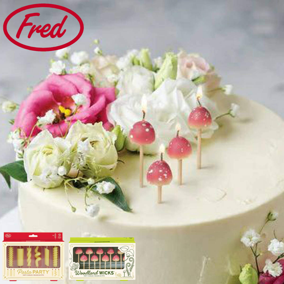 Fred キャンドル パーティー 食べ物 オシャレ お祝い （ フレッド パスタ きのこ 誕生日 ケ ...