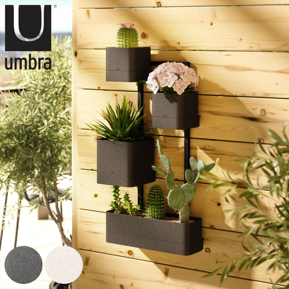 Wall Hanging Planters - umbra ウォールプランター 壁掛用キュービコ インテリア （ アンブラ プランターカバー 壁面 壁 植木鉢 鉢 屋外 外 家庭菜園 寄せ植え おしゃれ ハンギング プランター ポット 鉢カバー 鉢植え 屋内 角型 角形 縦型 横型 花 ）【3980円以上送料無料】