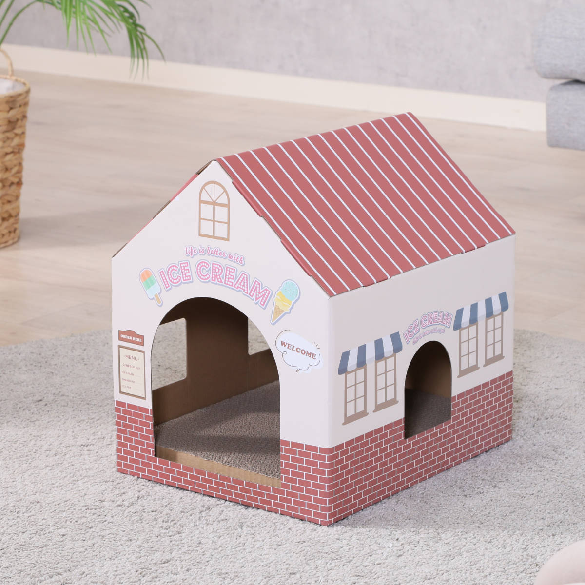 爪とぎ 猫 KDタイプ ハウス ( 爪研ぎ つめとぎ 猫用 爪とぎハウス 段ボール ストレス解消 遊び おもちゃ かわいい 爪磨き ガリガリ 寝床 ねこ 猫用品...