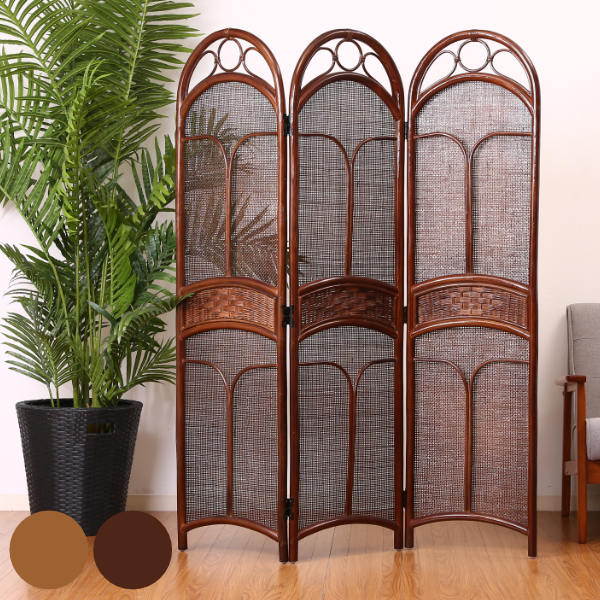 籐 スクリーン 3連 衝立 ラタン家具 高さ150cm （ 送料無料 ラタン製 パーテーション 間仕切り 籐家具 仕切り 目隠し ブラインド ついたて ラタン ブラウン 3枚 ） 【3980円以上送料無料】