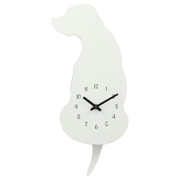 掛け時計 振り子時計 シロイヌ 壁掛け 時計 アナログ 犬 （ 壁掛け時計 とけい ウォールクロック クロック 雑貨 いぬ イヌ 動物 アニマル しっぽ シンプル リビング ダイニング 子ども部屋 おしゃれ ） 【3980円以上送料無料】