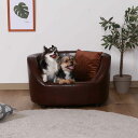 ペットソファ 幅66.5cm レザー調 クッション カバー ( ペットベッド 犬 猫 ペット家具 ペット用 ベッド ソファー おしゃれ ヴィンテージ調 ベロア調...