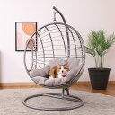 ペットベッド ハンギングチェア ペット用 半円型 吊り下げ ラタン調 猫 ( ペット ベッド 吊り下げ式 猫用 ねこ家具 キャットハウス ペット用ハンギングチェ...