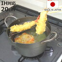 天ぷら鍋 20cm IH対応 鉄製 油の飛び散りにくい天ぷら鍋 日本製 藤田金属 ( フライ鍋 揚げ物鍋 調理器具 両手鍋 なべ 鍋 20 センチ 天ぷら ih...