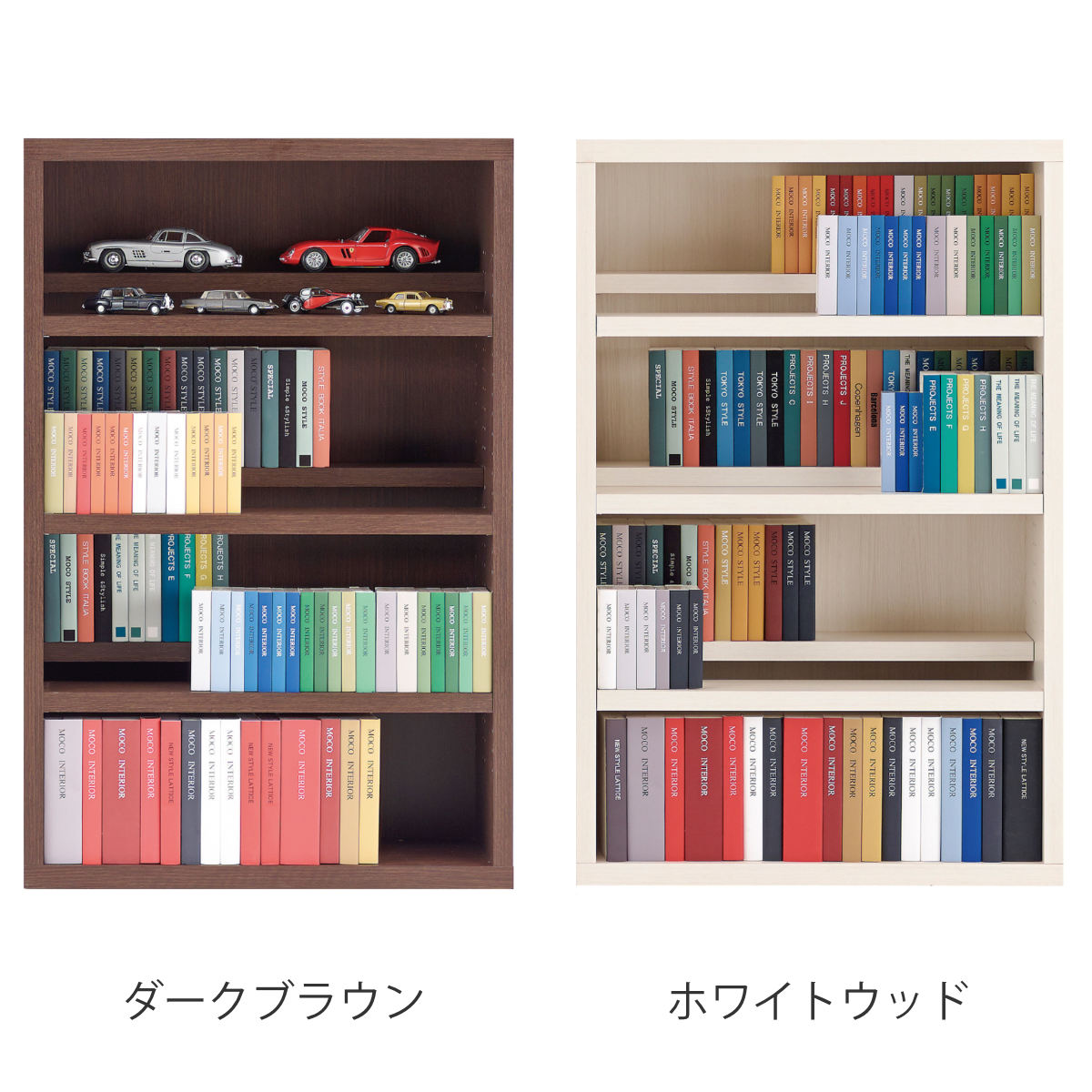 コミックシェルフ 4段 前後2列棚 日本製 約幅75cm ( ラック 棚 シェルフ 収納 本棚 完成品 ディスプレイラック 飾り棚 家具 A4 壁面収納 大容量 シンプル ) 【3980円以上送料無料】 [2]