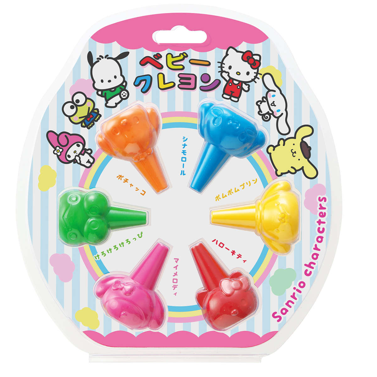 クレヨン サンリオキャラクターズ ベビークレヨン （ くれよん 6色 知育玩具 ベビーくれよん 赤ちゃん ベビー プレゼント ギフト 知育 はじめて お絵描き ぬりえ 持ちやすい 3歳 4歳 5歳 子供 キッズ 男の子 女の子 ） 【3980円以上送料無料】のサムネイル