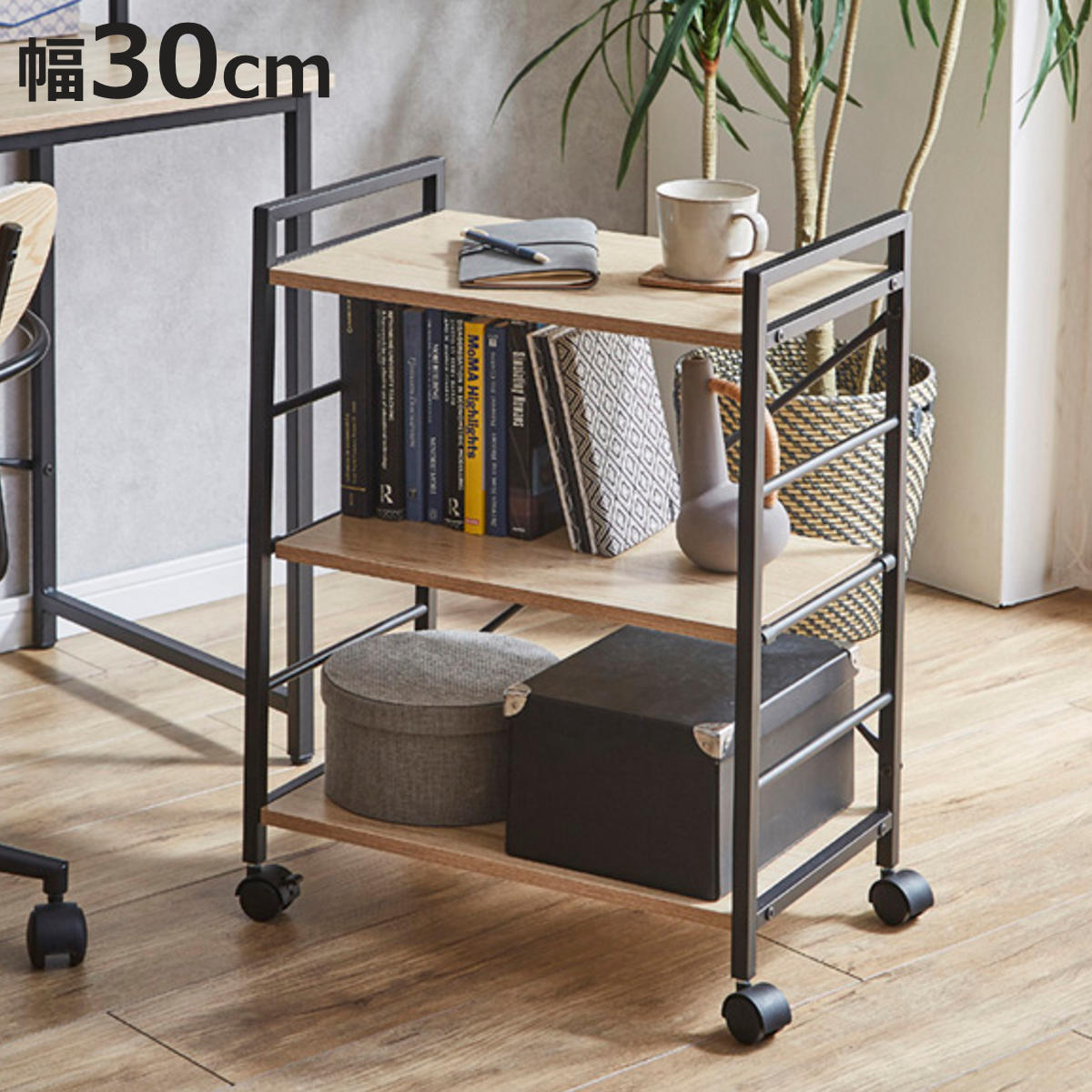 ワゴン 高さ69cm 3段 木製 アイアン （ カート キャスター付 収納 ラック 棚 古木風 オープンラック サイドワゴン 三段 キッチン リビング ）【3980円以上送料無料】