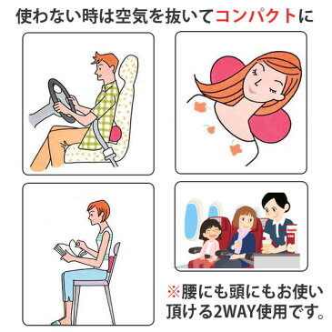 ウエストクッション 携帯用 トラベルクッション 腰当て ( 旅行用 エアークッション 旅行グッズ 旅行用品 空気クッション ネックピロー 首枕 首まくら エアー枕 腰用 海外旅行 出張 社内 機内 シンプル ) 【3980円以上送料無料】