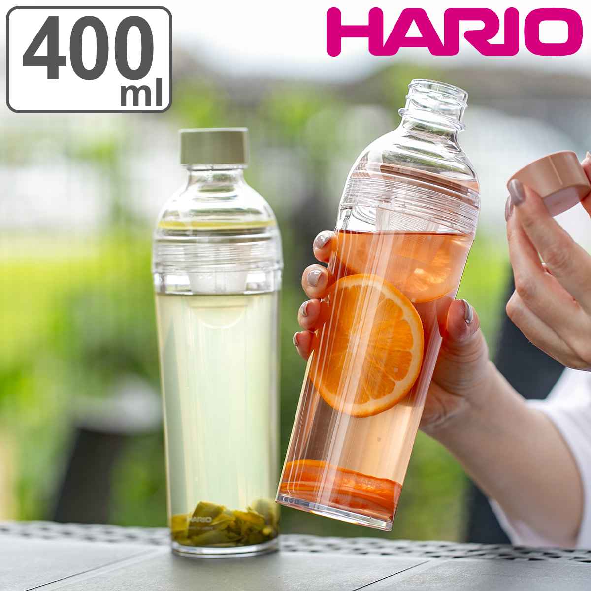 ハリオ フィルターインボトル ポータブル 400ml プラスチック FIBP-40 （ HARIO 食洗機対応 冷水筒 水差し 麦茶ポット 水さし 冷水ポット Filter-in Bottle Portable 持ち運び 熱湯 スリム ストレーナー付き おしゃれ ）【3980円以上送料無料】