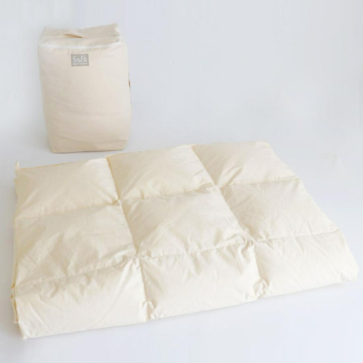 羽毛布団 シングル SaFo オーガニック 薄掛け布団 ( サフォ 高品質 羽毛 薄掛け 布団 春夏用 薄手 肌掛け ふとん ダウンケット ダウン93% 日本製 国産 オーガニックコットン シームレス加工 150×210 )【3980円以上送料無料】 [3]